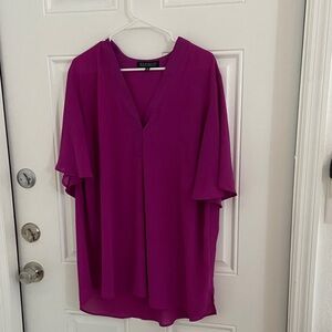 Eloquii Fuchsia V-Neck Blouse